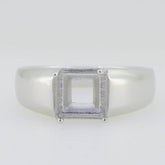 Men's Ring Settings Ring Mounting 14K White Gold Semi Mount Ring Setting Princess SQ 7X7mm - Syzjewelry